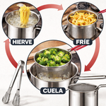 OLLA FREIDORA MULTIUSOS CHEFPRO 3 en 1 DE ACERO INOXIDABLE 🥘 | Escurre, Hierve y Sirve Fácil