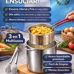 OLLA FREIDORA MULTIUSOS CHEFPRO 3 en 1 DE ACERO INOXIDABLE 🥘 | Escurre, Hierve y Sirve Fácil